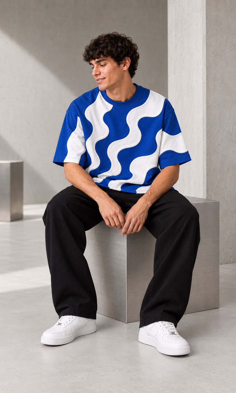 Waveform Tee — Saturated Blue