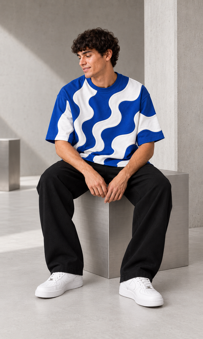 Waveform Tee — Saturated Blue