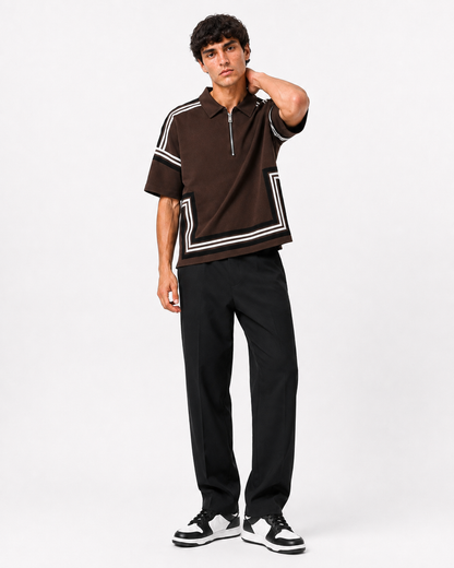 Boundary Zip Polo — Espresso