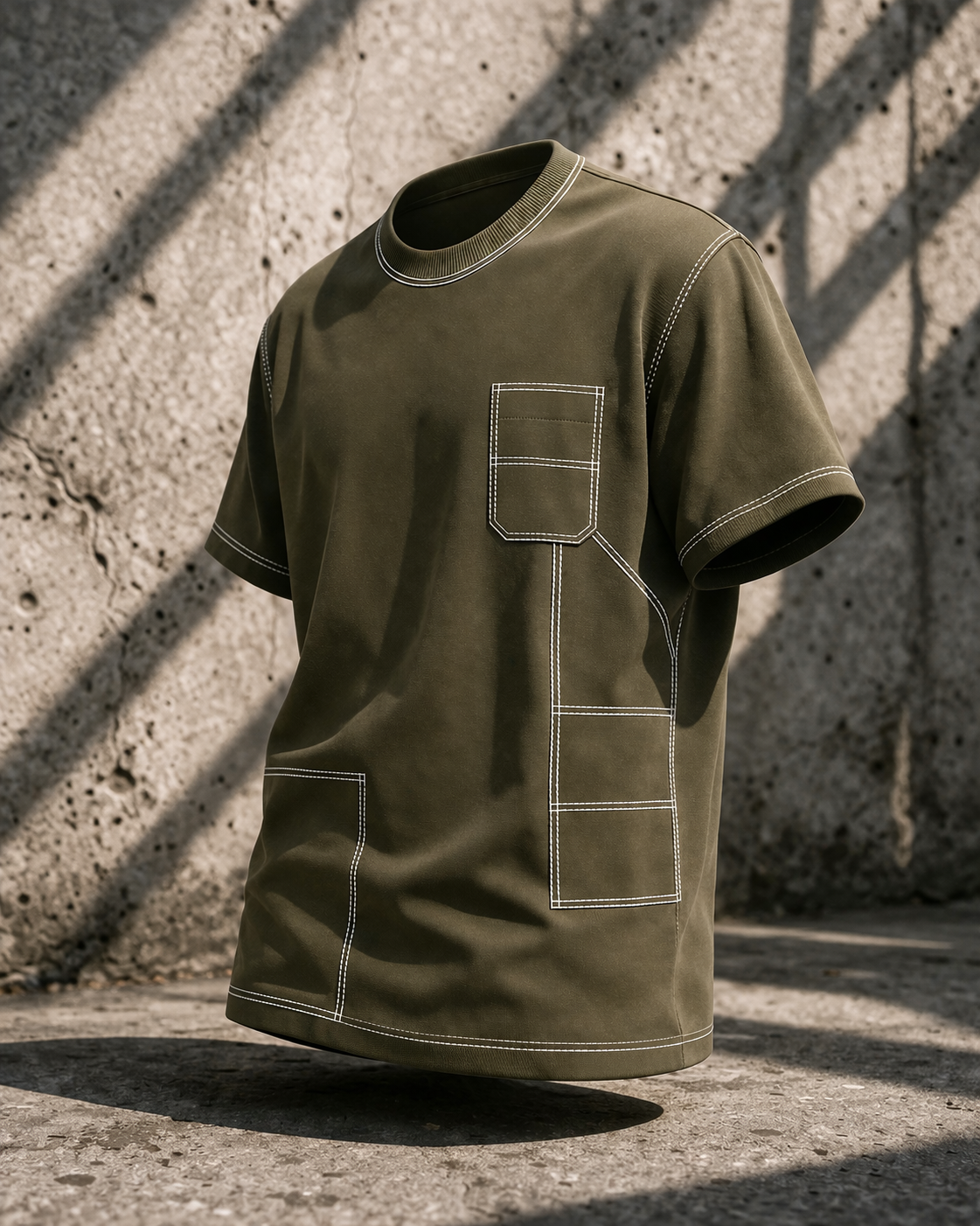 Engineered Stitch Tee Olive