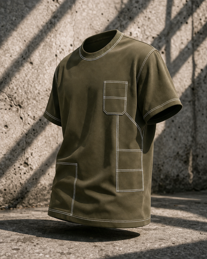 Engineered Stitch Tee Olive