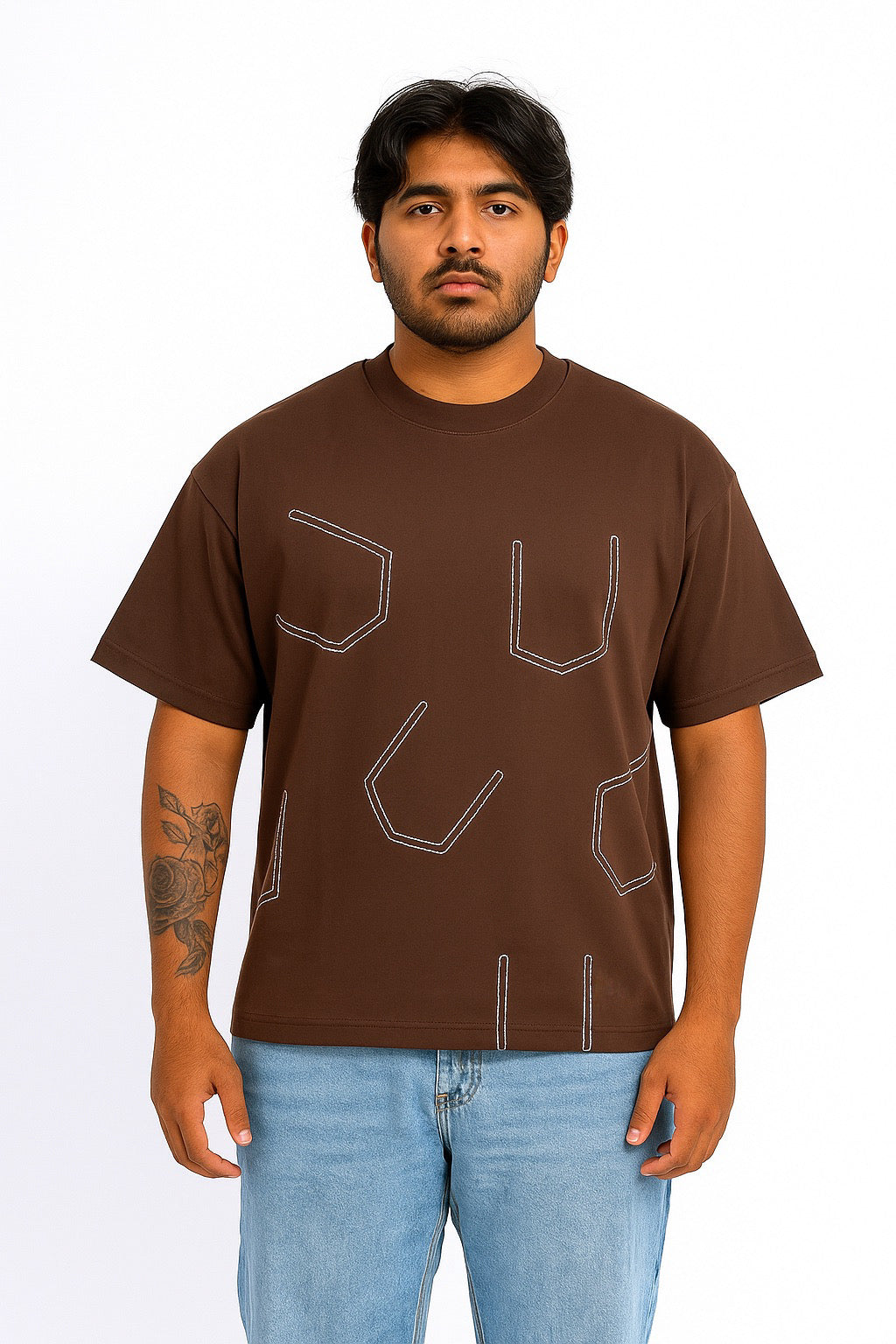 Brown pockets stitched Tee