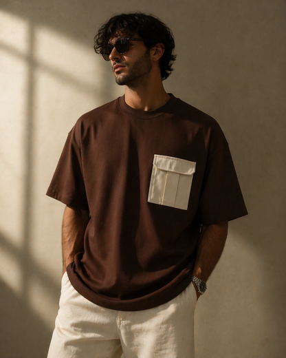 Utility Pocket Tee Brown