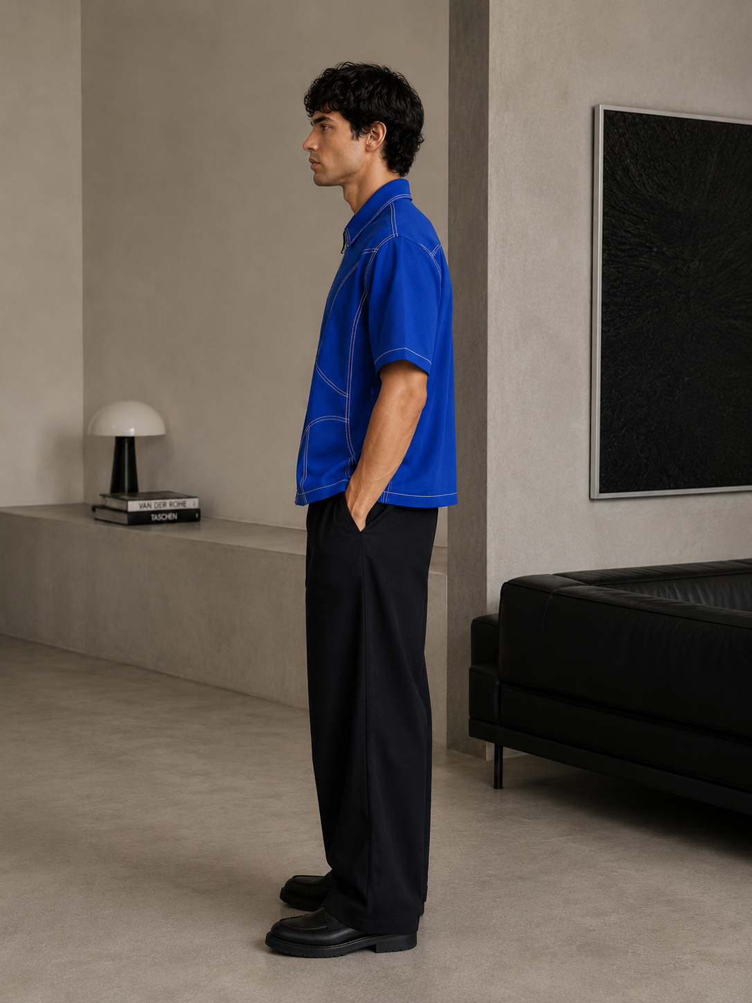 Studio Contour Zip Shirt — Blue