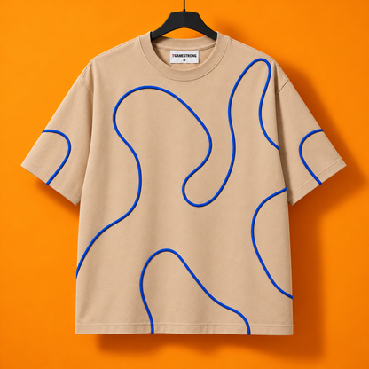 Line Theory Tee — Sand / Royal Blue