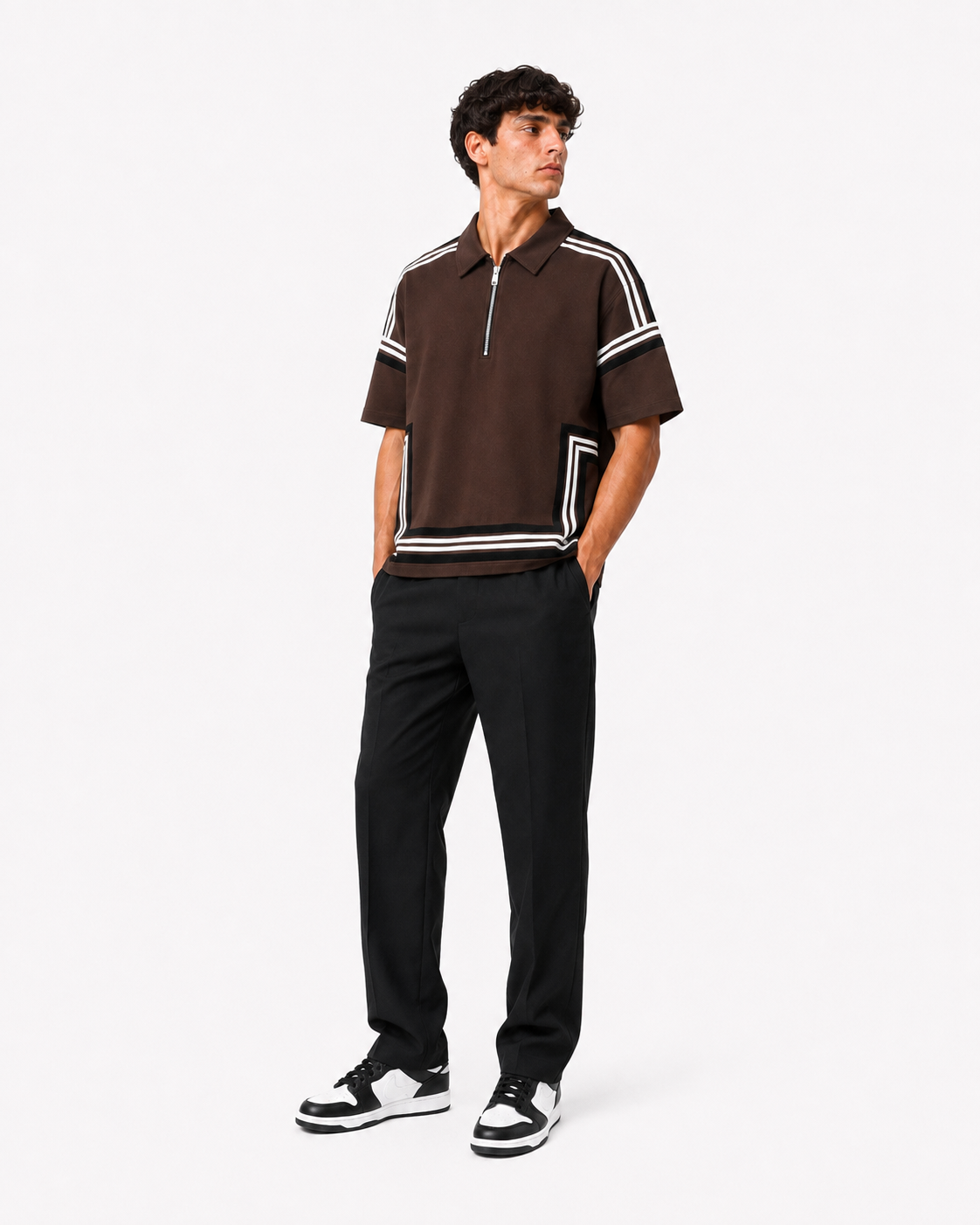 Boundary Zip Polo — Espresso