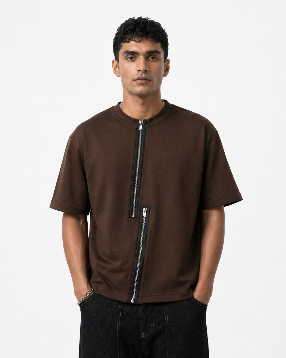Axis Zip Tee — Coffee Brown