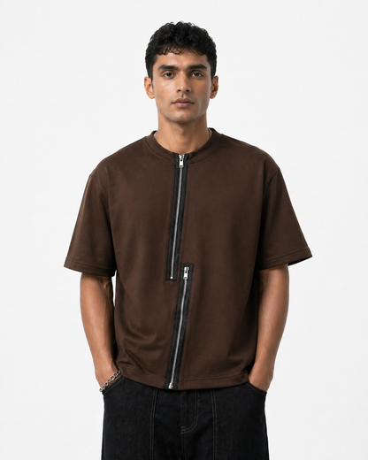 Axis Zip Tee — Coffee Brown