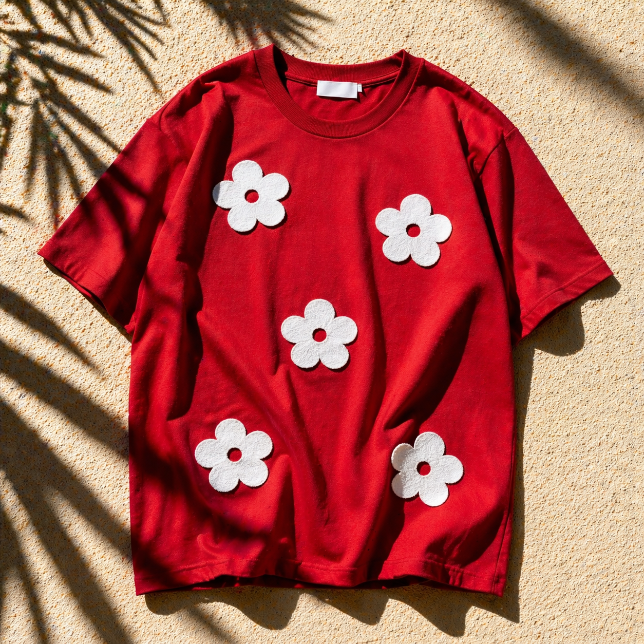 Bloom Appliqué Tee — Red