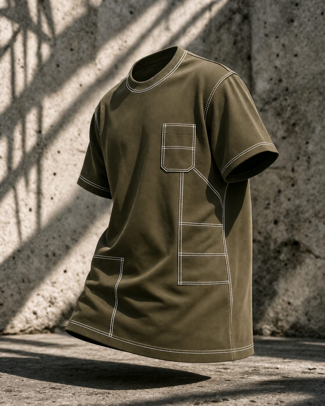 Engineered Stitch Tee Olive