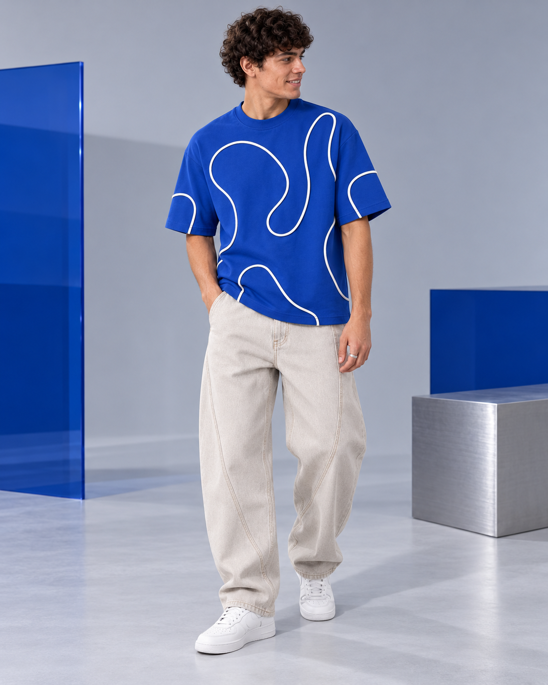 Line Theory Tee — Saturated Blue