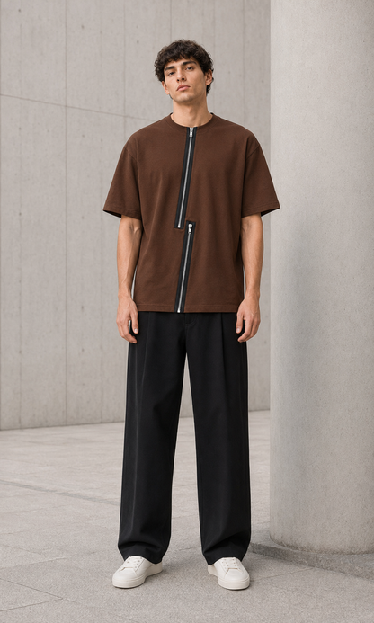 Axis Zip Tee — Coffee Brown