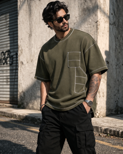 Engineered Stitch Tee Olive