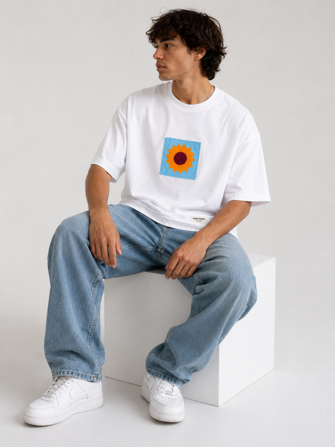 Patchwork Tee — Sky Bloom