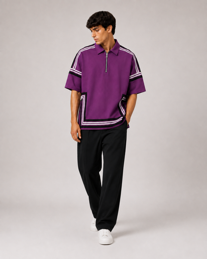 Boundary Zip Polo — Purple Potion