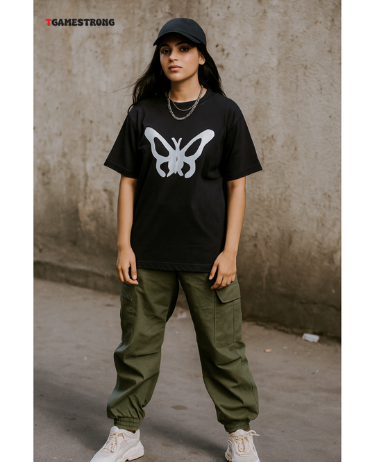 Black Butterfly Cutout Tee