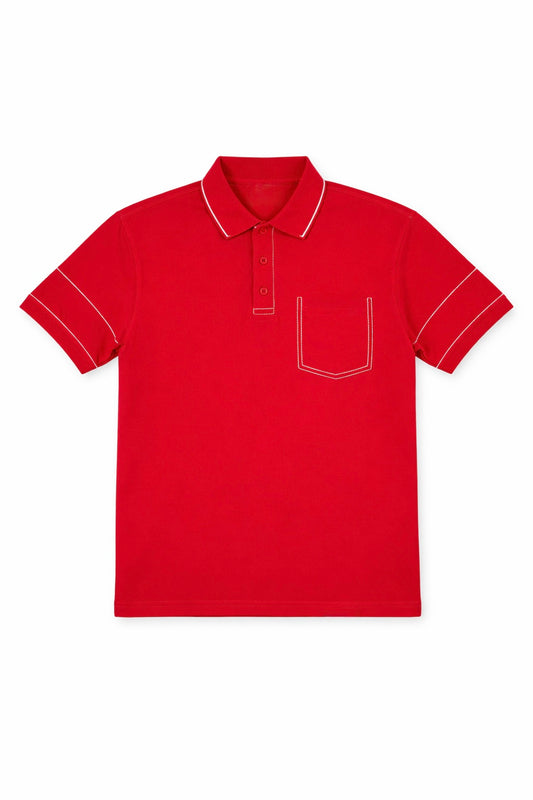 Embroidered Red Polo