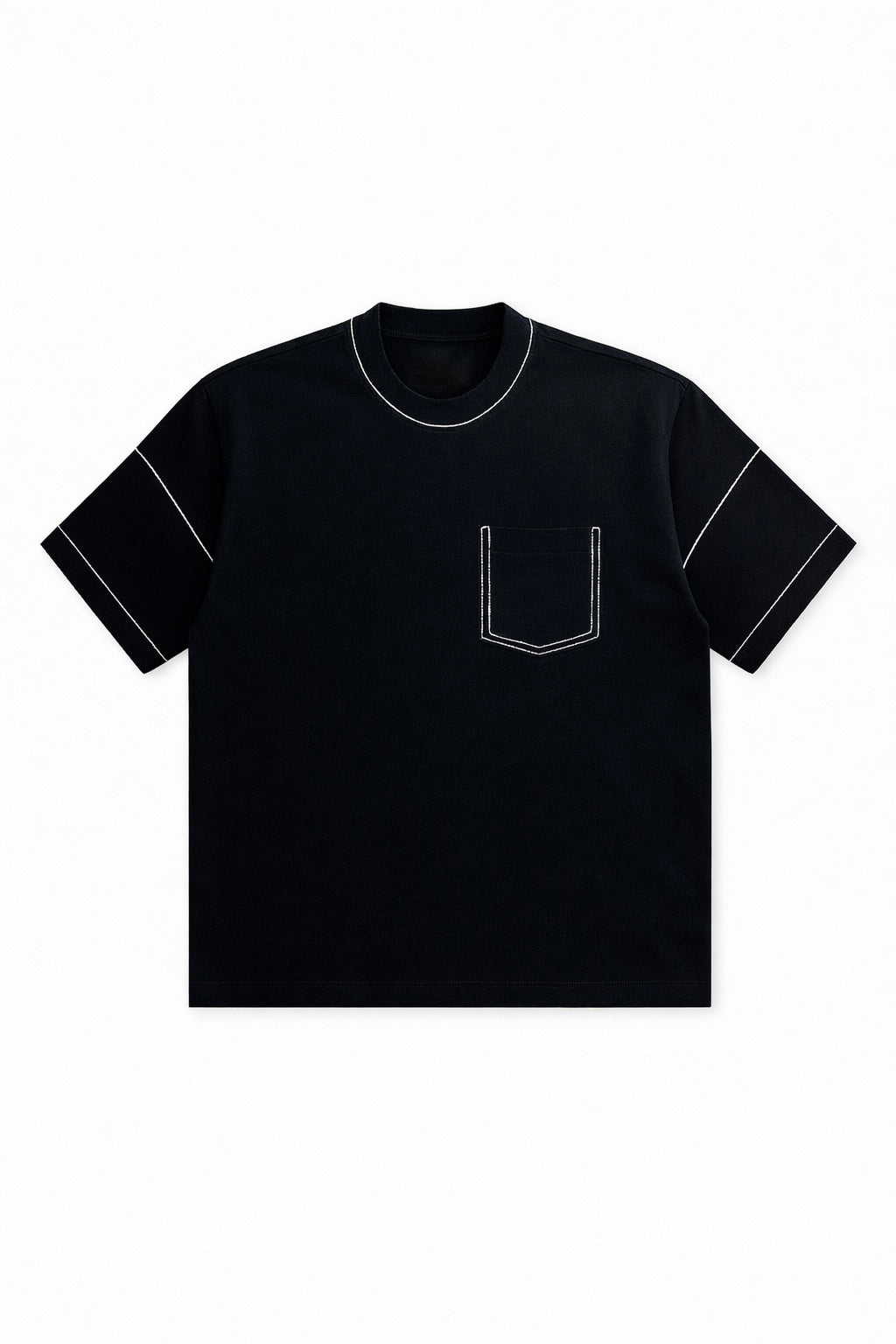 Black Contrast Detailed Tee