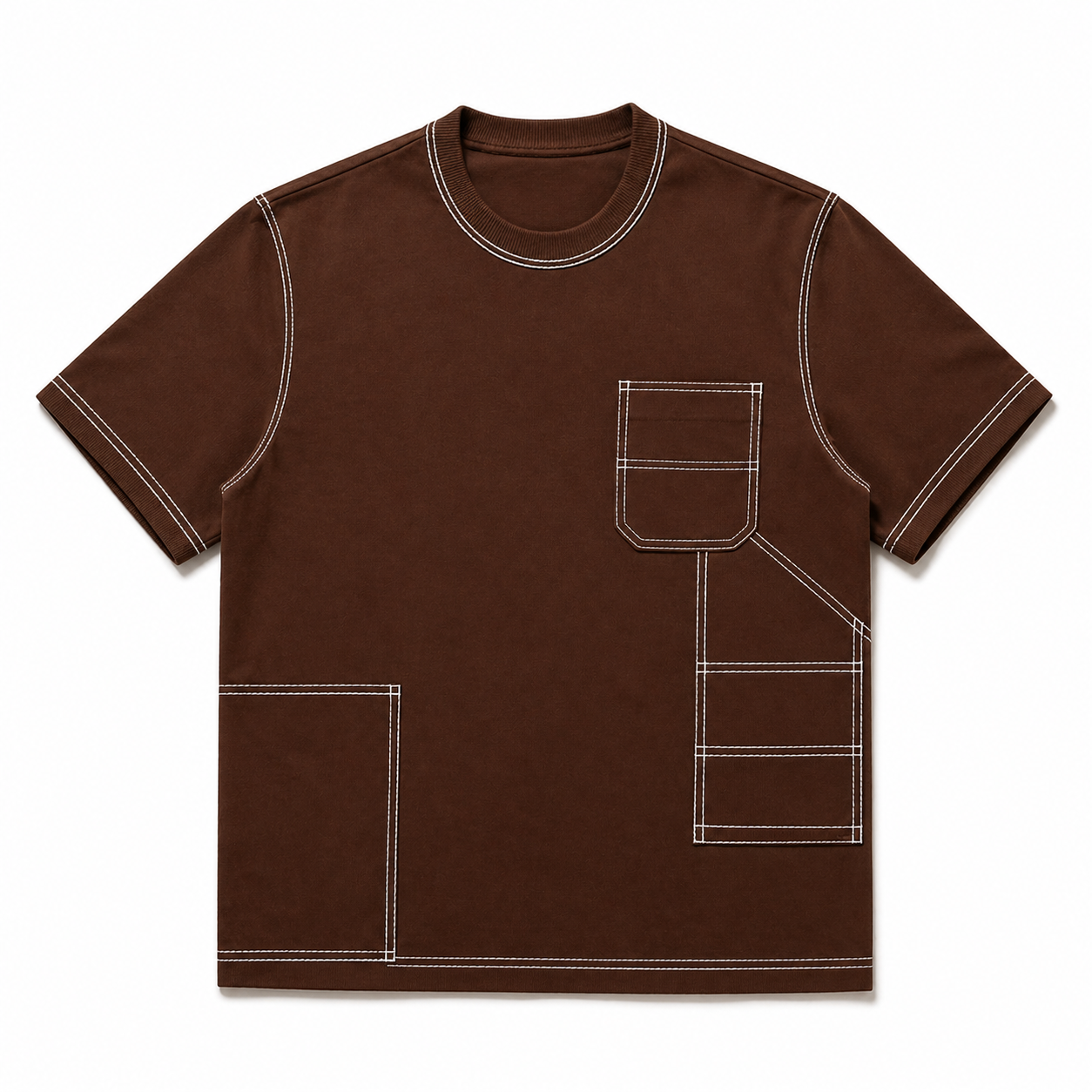 Engineered Stitch Tee Brown