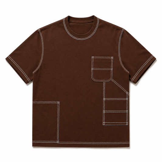 Engineered Stitch Tee Brown