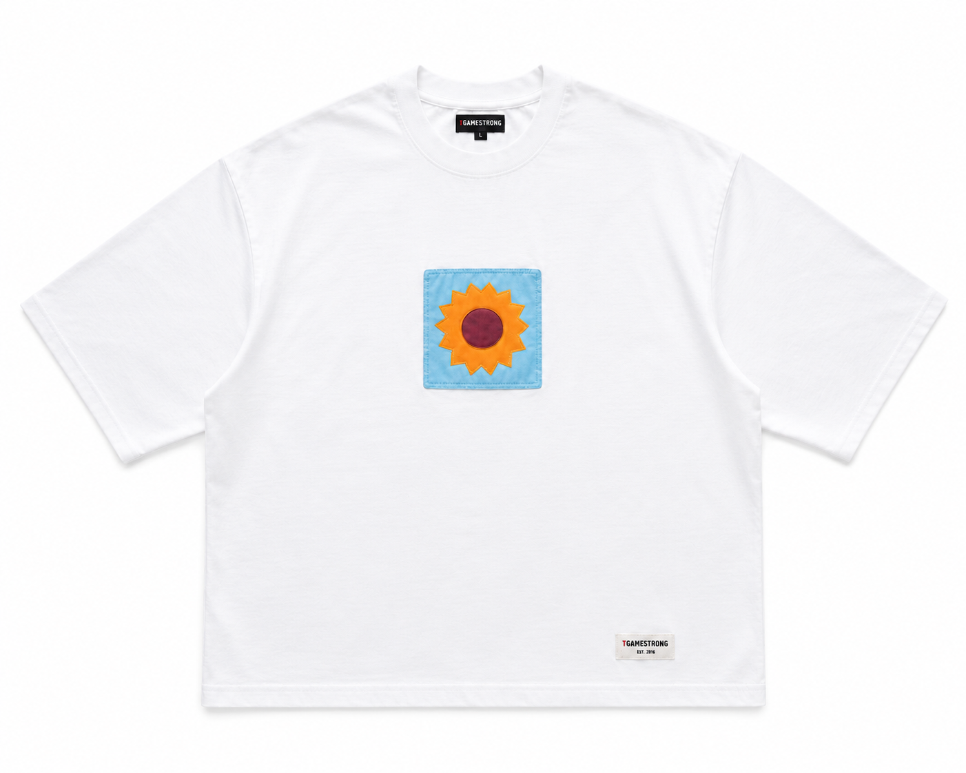 Patchwork Tee — Sky Bloom