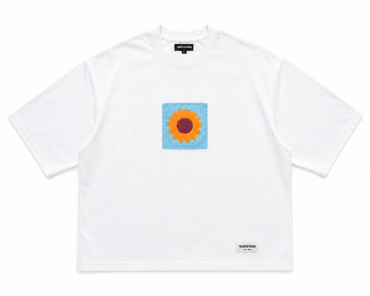 Patchwork Tee — Sky Bloom