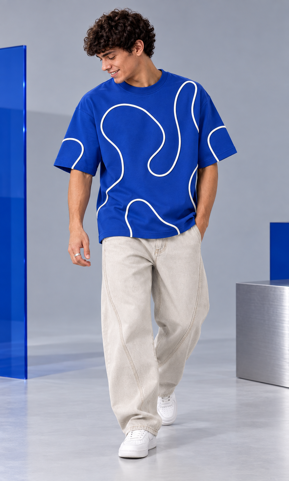 Line Theory Tee — Saturated Blue
