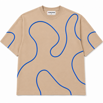Line Theory Tee — Sand / Royal Blue