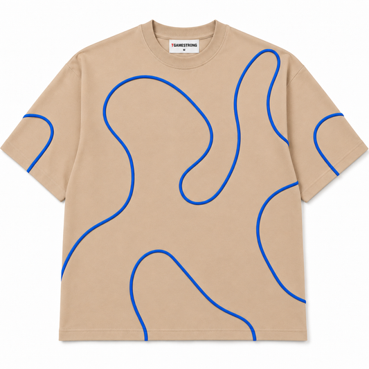Line Theory Tee — Sand / Royal Blue