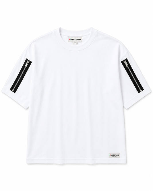 Twin Zip Tee — White