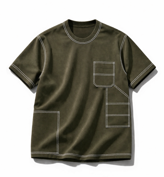 Engineered Stitch Tee Olive