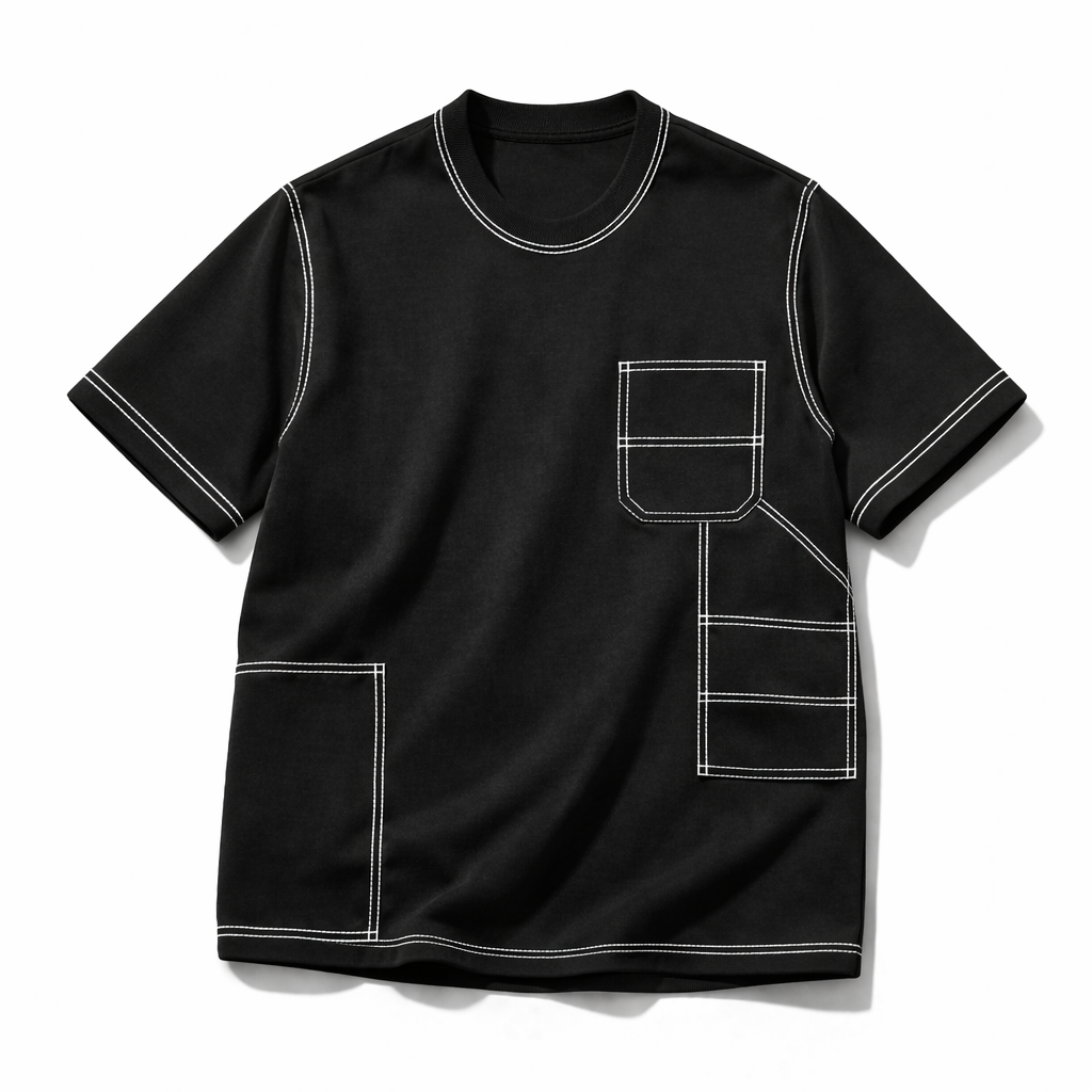Engineered Stitch Tee Black
