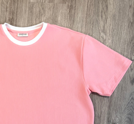 Ribbed Baby Pink Blank tee